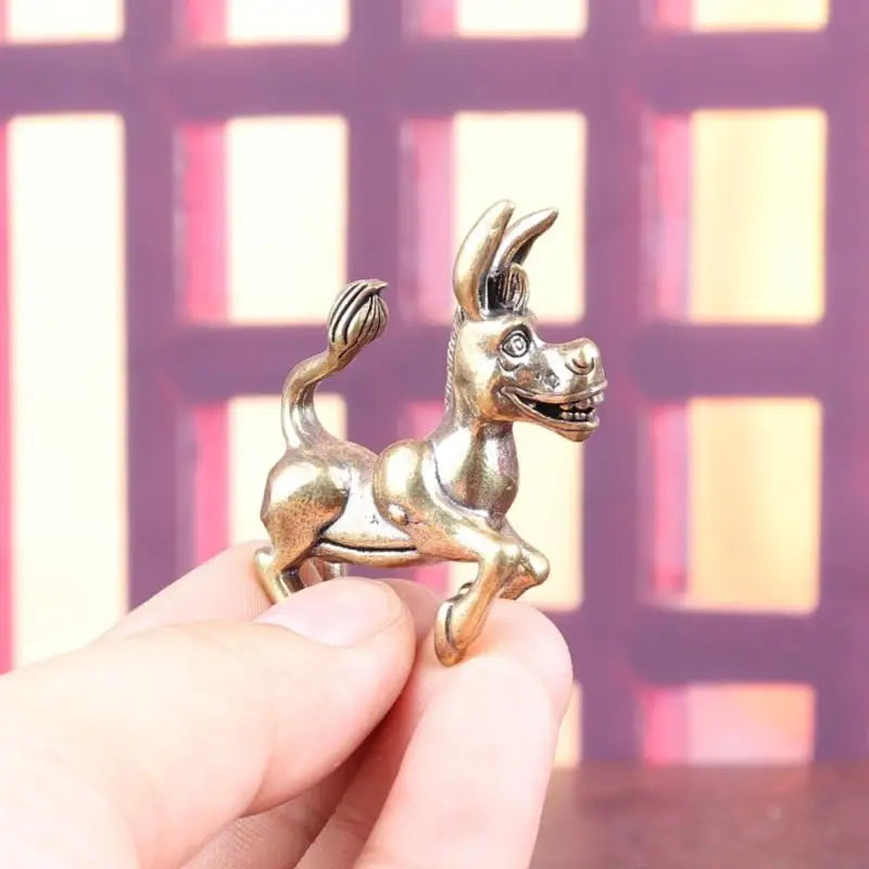 Brass Donkey Desktop Statue – Bronze Resin Figurine Ornament Desktop Figurine Qst