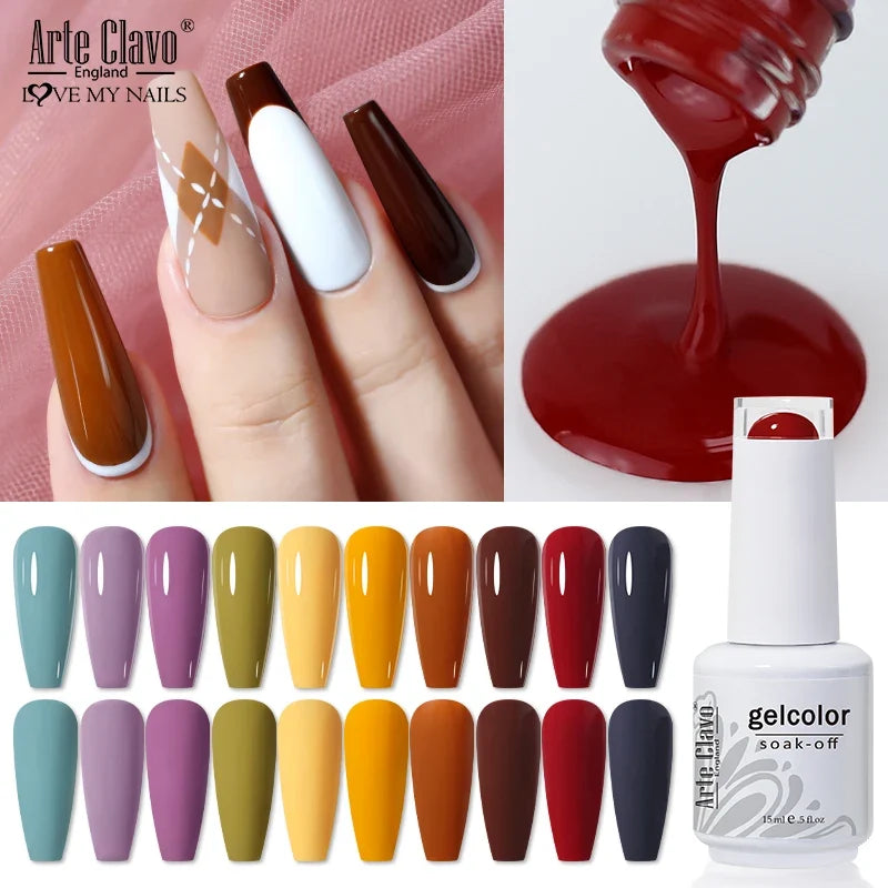Arte Clavo 15ml Gel Nail Polish – 65 Colors UV LED Soak Off Gel Nail Polish Qme
