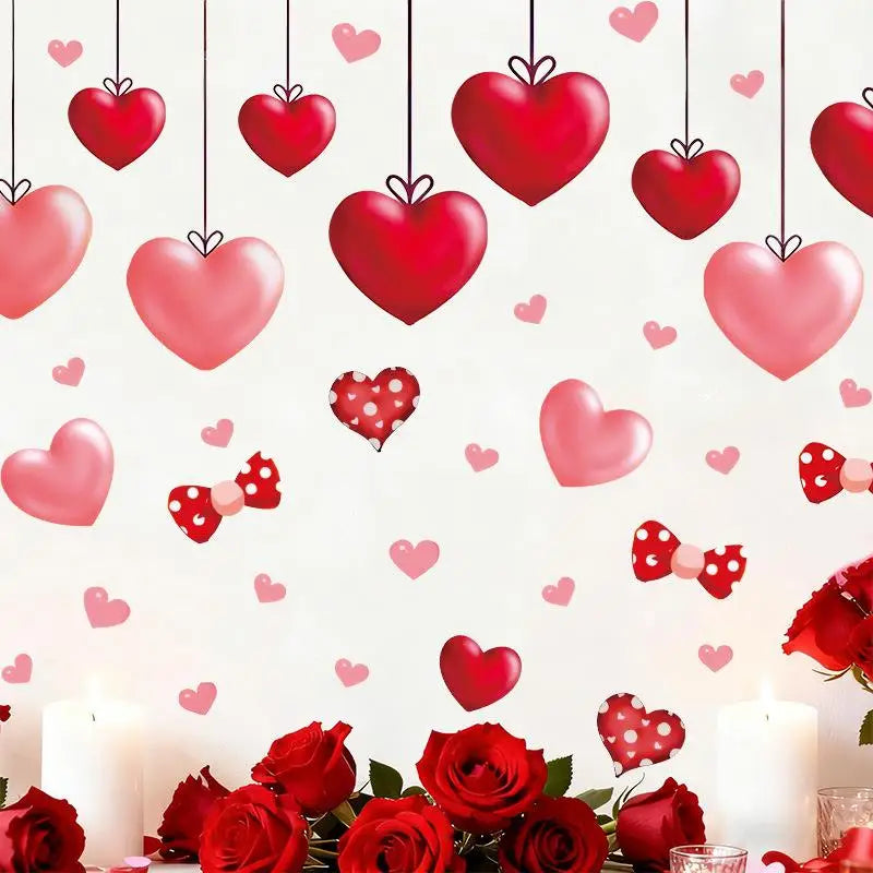Heart Shaped Wall & Window Stickers – Valentine's Day Decor Wall Window Stickers Qme