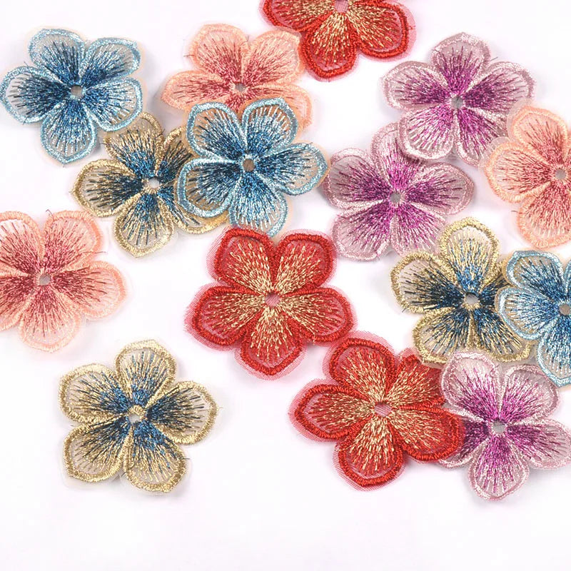 Big Flower Multicolor Lace Embroidery Appliques – 10pc Set Embroidery Applique Patches Qme