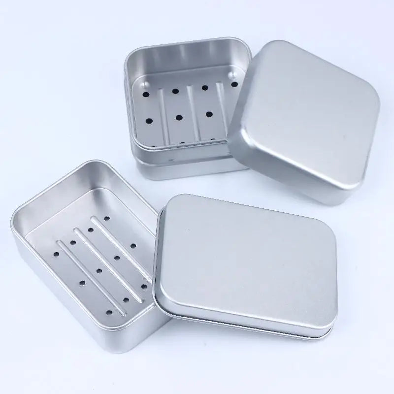Square Aluminum Travel Soap Dish Box with Lid | Compact Travel Soap Dish Qme