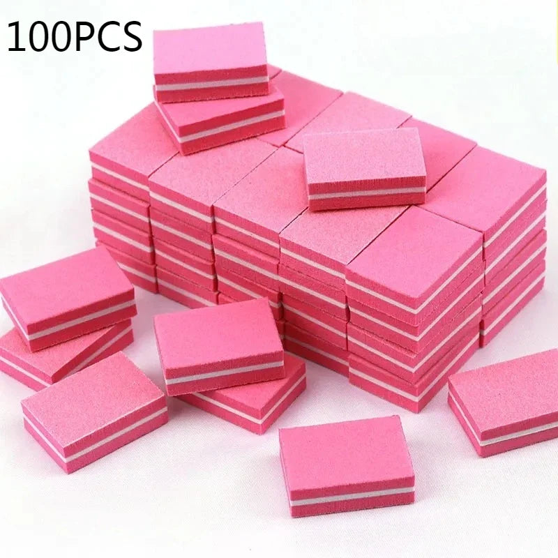 10-Pack Mini Nail Buffer Sanding Files Block – Manicure & Pedicure Nail Buffer Files Qme 100PCS Rose Red