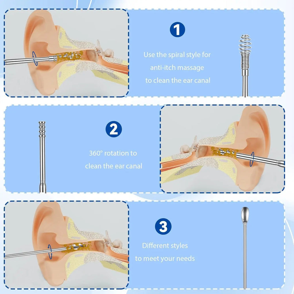 Stainless Steel Ear Cleaning Kit 6 & 10 Pc Set with Case Ear Cleaning Kit Qst