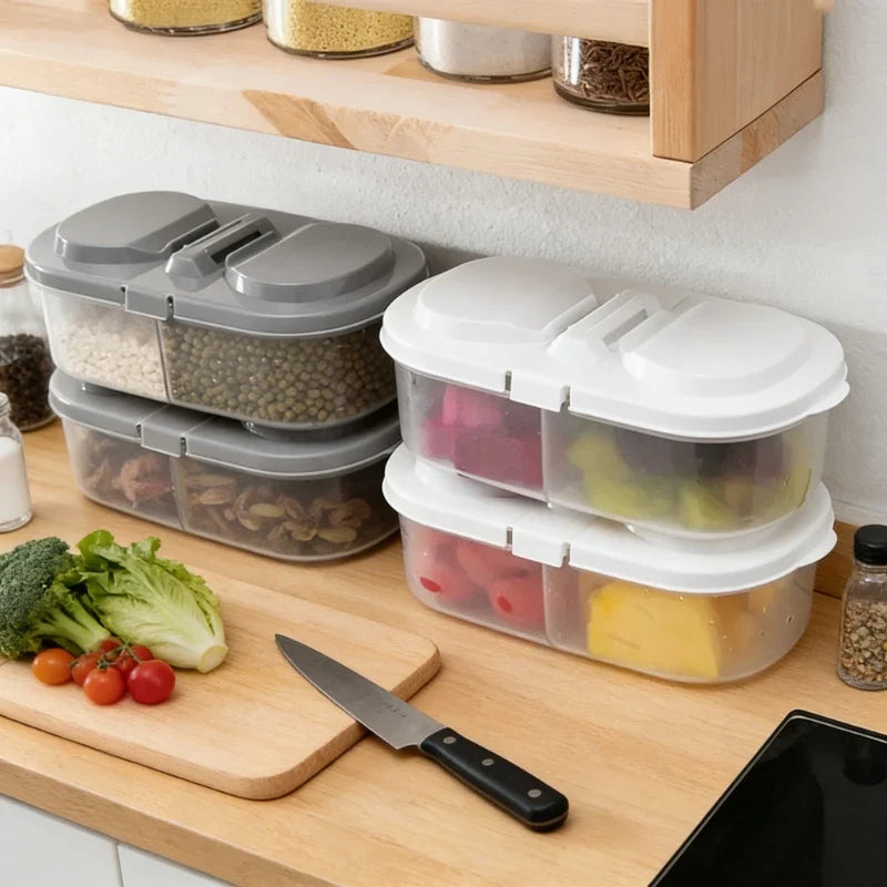 Double-Compartment Airtight Food Storage Container & Flip Lid Food Storage Container Qme