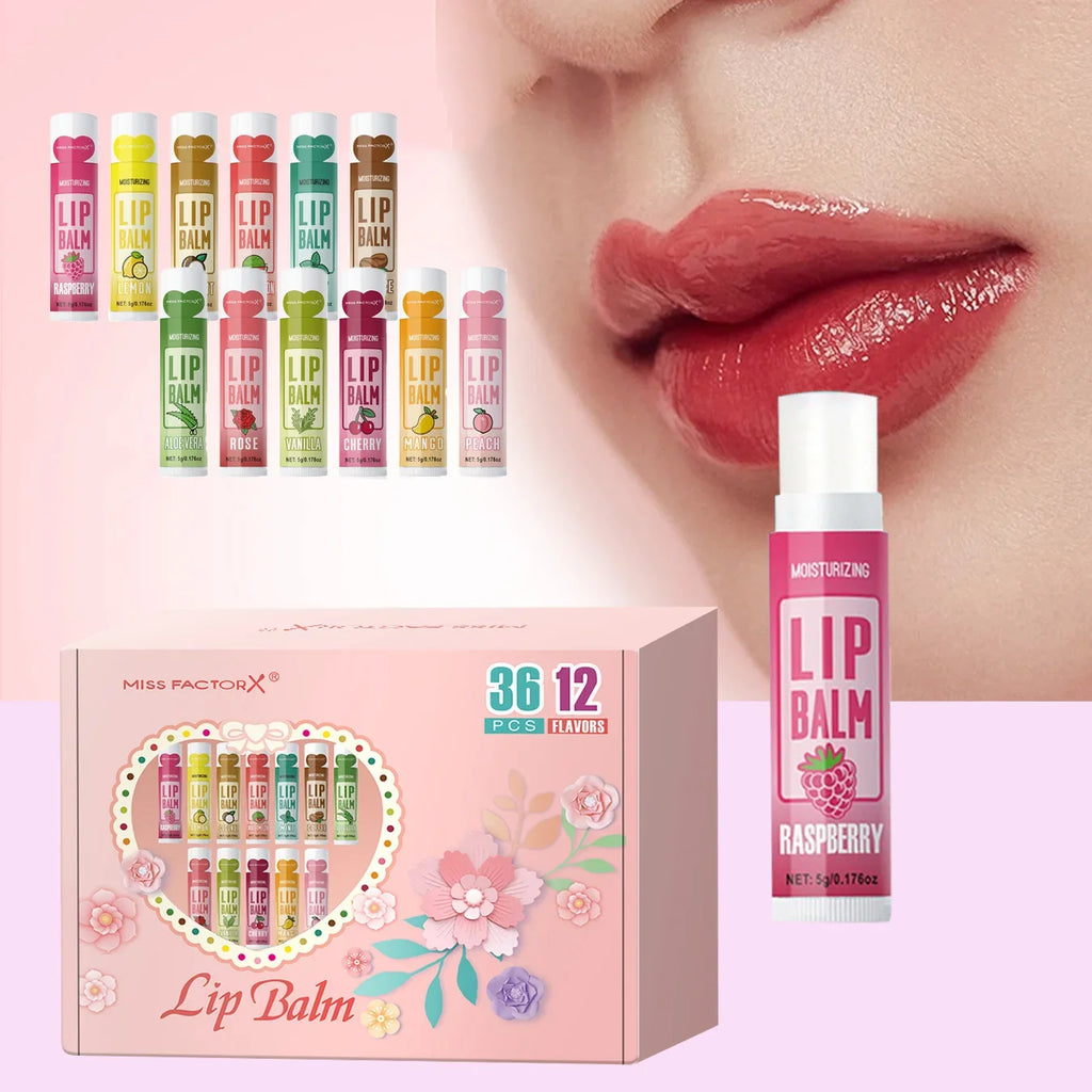 36-Piece Moisturizing Brightening Lip Balm Set | Party Gift Lip Balm Set Qme