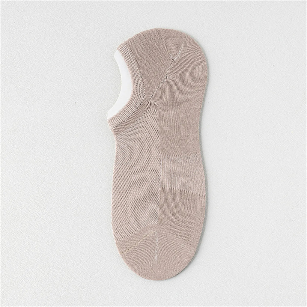 Men's Thin Mesh Boat Socks – Non-Slip & Breathable Low-Cut Men's Boat Socks Qme 1pc Khaki One Size