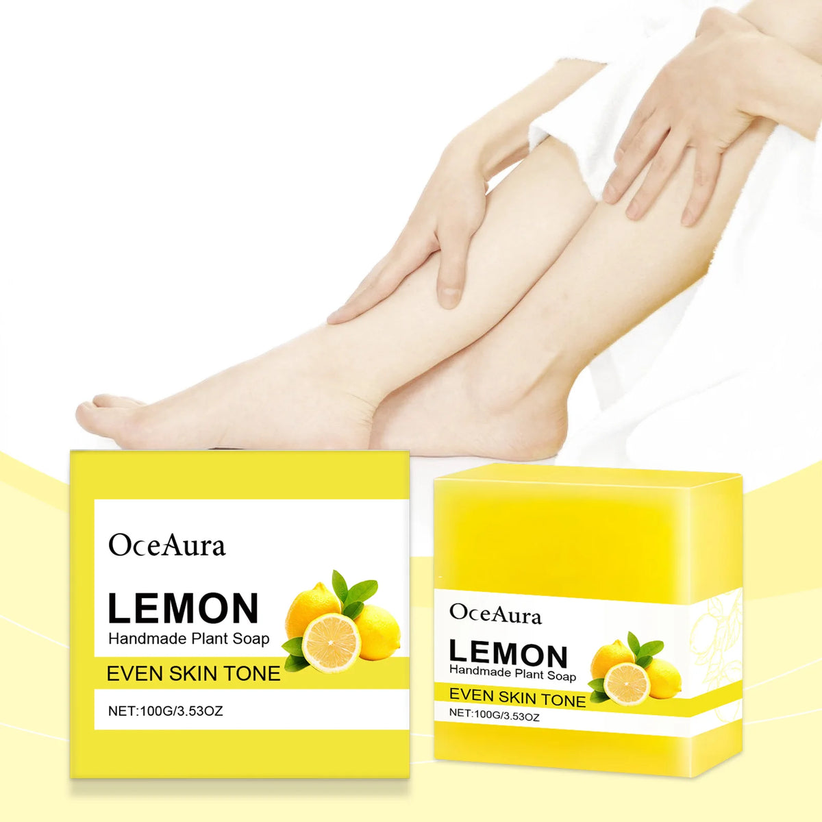 OCEAURA Lemon Essential Oil Handmade Soap Bar 3.35 oz Handmade Soap Bar Qst