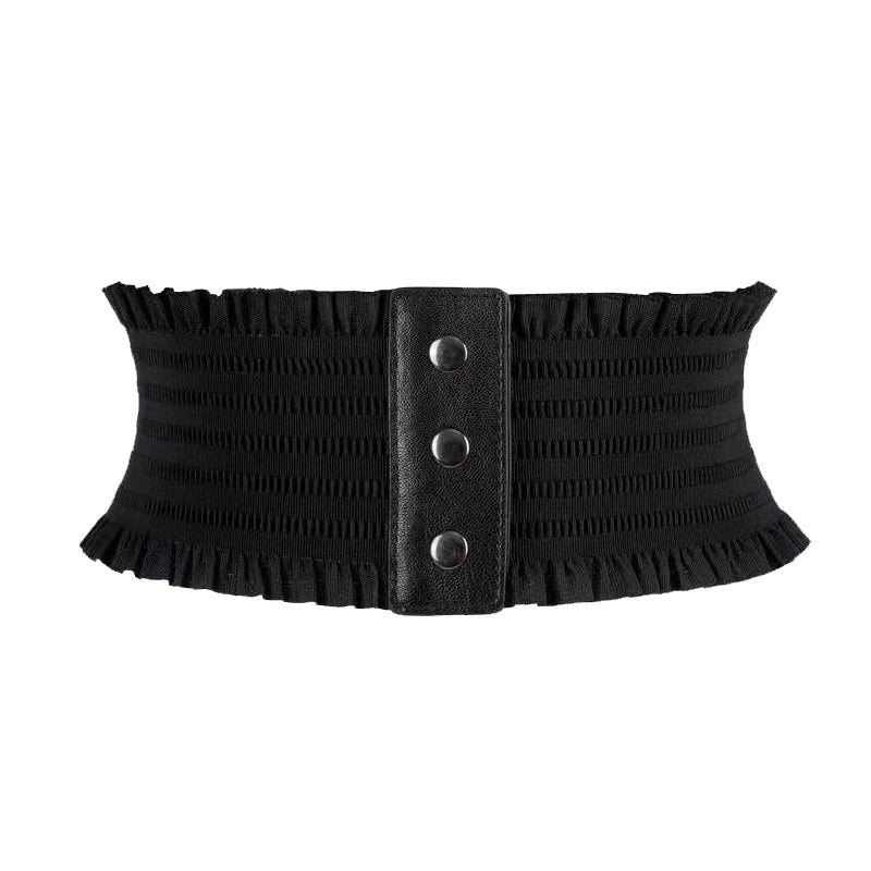 Women's Elastic Wide Waistband Lace Cummerbund Belt Women's Fashion Belt Qst Black