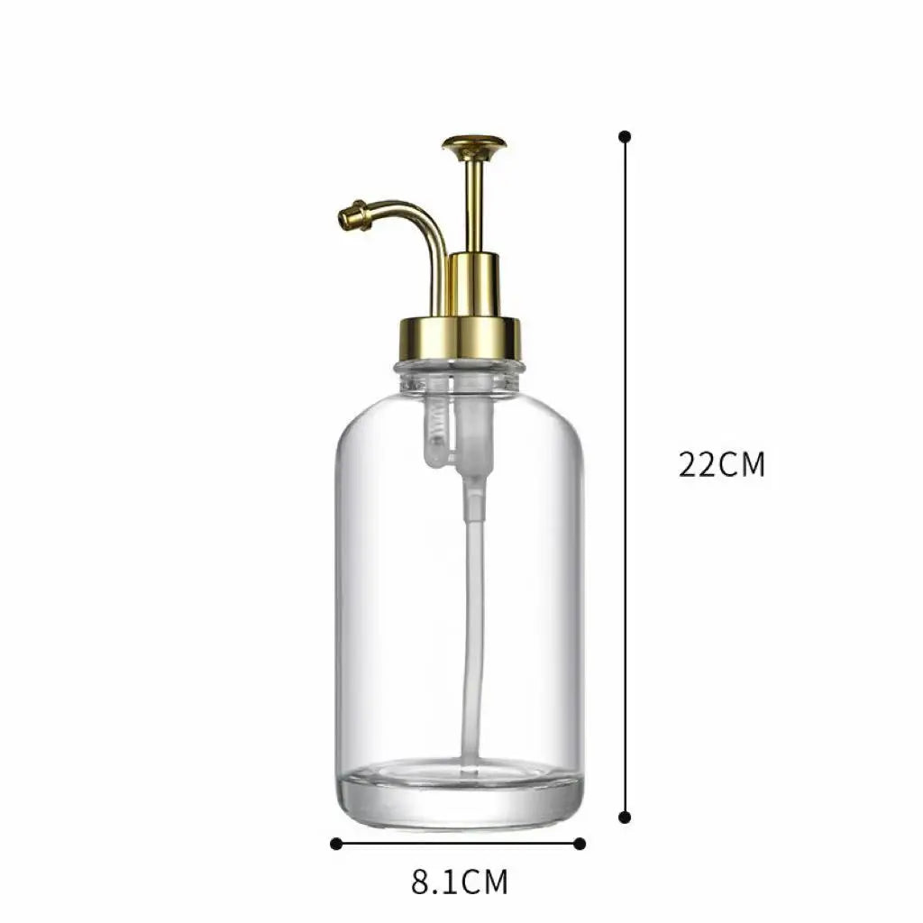 Clear Glass Dispenser Bottle – Soap, Lotion & Syrup Pump Glass Pump Dispenser Qme golden 401-500ml