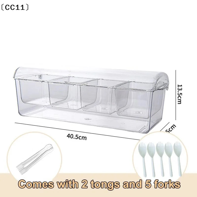 5-Compartment Chilled Condiment Server with Clear Acrylic Lid Chilled Serving Tray Qme