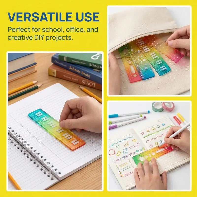 Colorful Iridescent Mini Palm Ruler – Cartoon Gradient Student Mini Straight Ruler Qme
