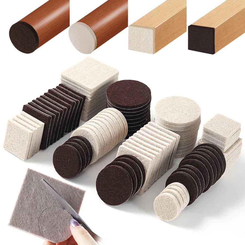 Felt Chair Leg Pads – Self-Adhesive Round & Square Floor Protectors Furniture Floor Protectors Qme