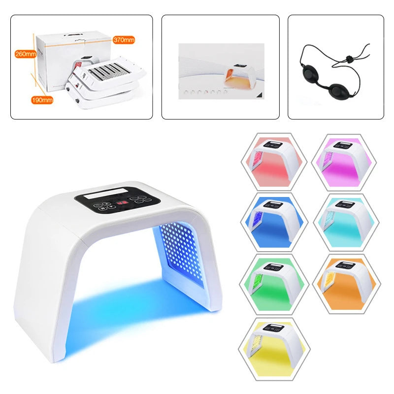 7-Color LED Facial Beauty Device | 168 LEDs Foldable Skin Care LED Facial Device Qst 7 Colors-UK Plug China Mainland