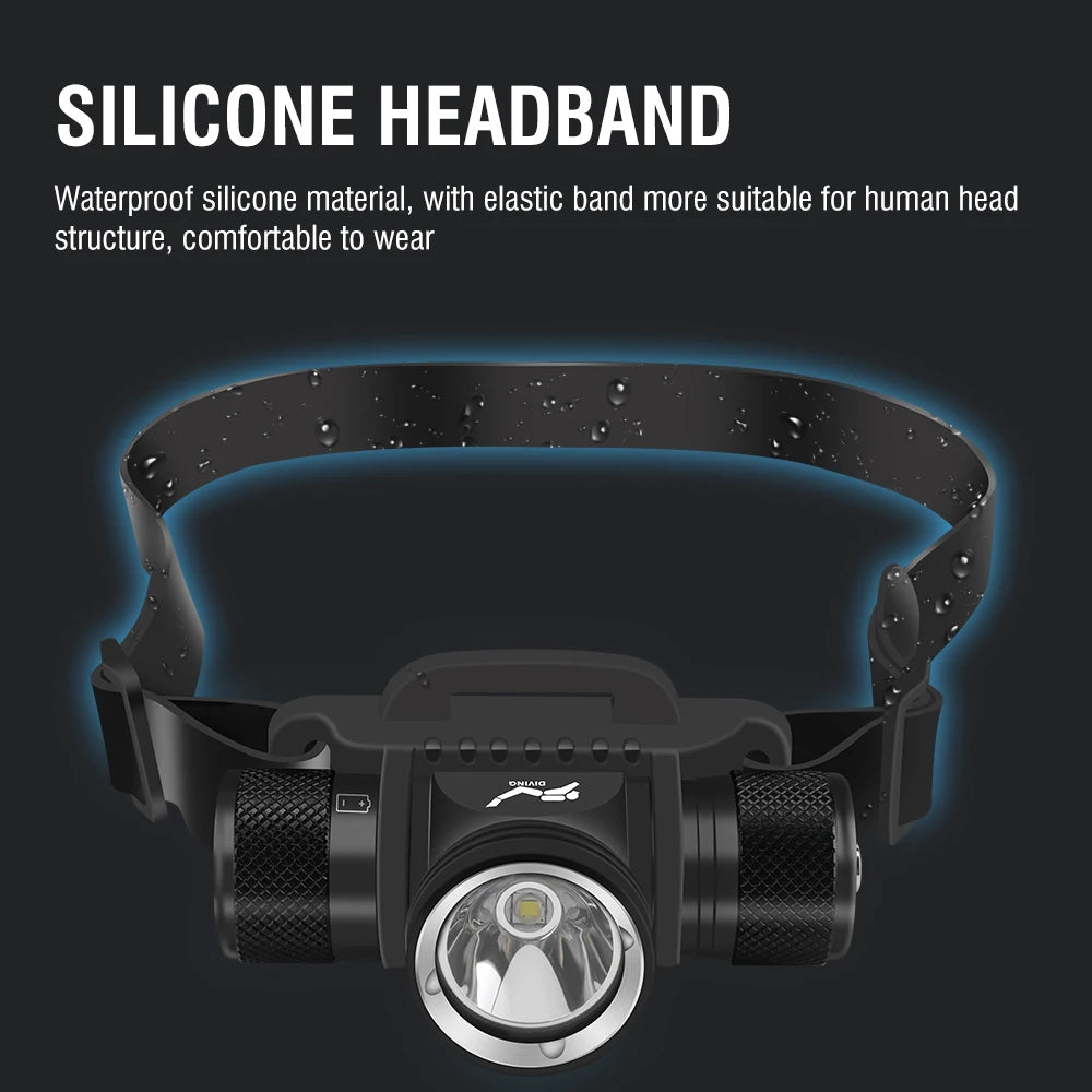 BORUiT HP900 800 Lumen IPX8 Diving Headlamp Waterproof Torch Waterproof Diving Headlamp Qst