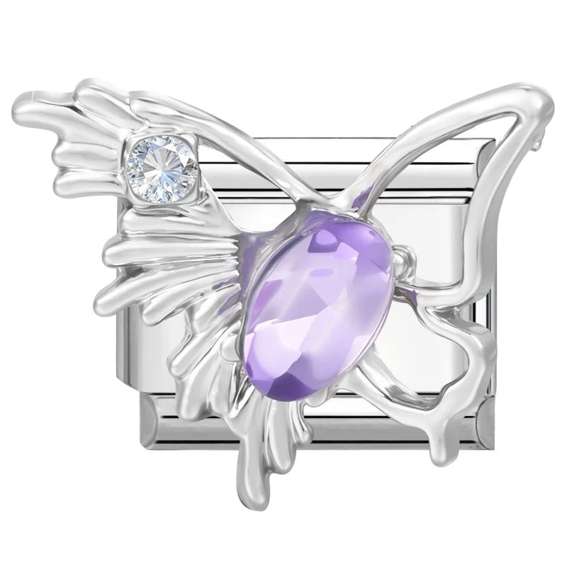 Zircon Italian Charm Links – Bow Knot Floral Heart Butterfly Italian Charm Links Qme Style 26