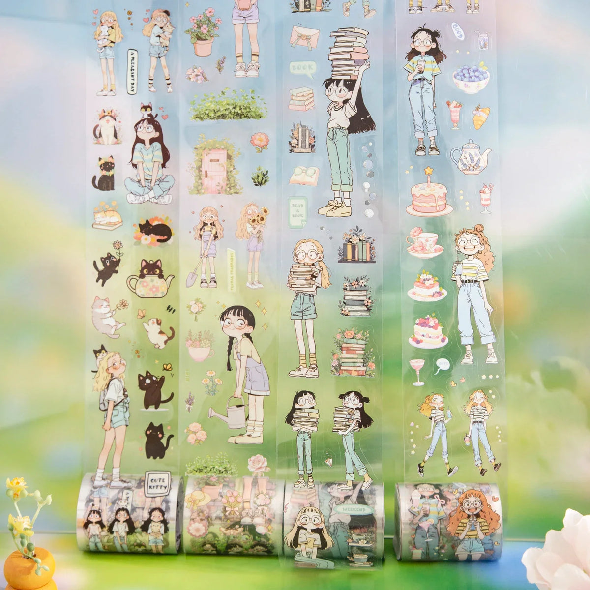 Cartoon Character Decorative PET Tape – Scrapbooking & DIY Decorative Craft Tape Qme