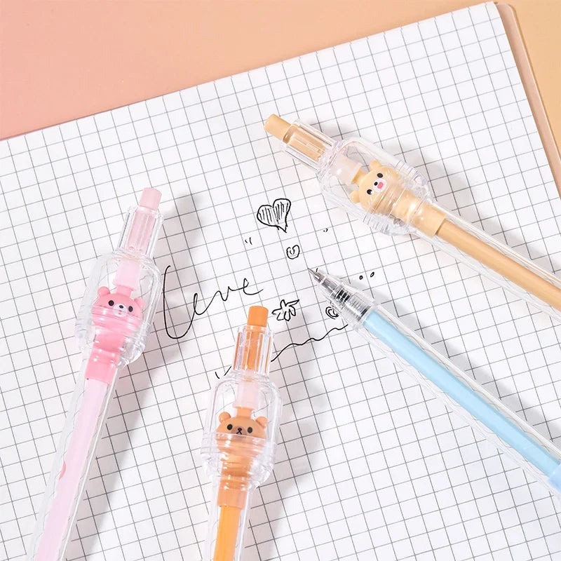 Wishing Bear Fidget Spinner Gel Pen Set – 4 Cute Novelty Pens Novelty Gel Pen Set Qme