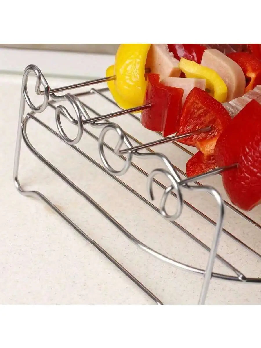 Stainless Steel Air Fryer Rack with 4 Baking Skewer Needles Air Fryer Rack Qme