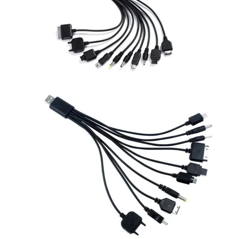 USB 10-in-1 Multi-Head Charging Cable for Mobile Phones Multi-Head USB Cable Qme