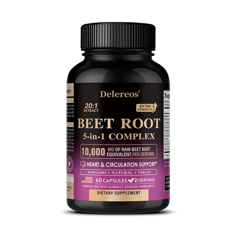 Organic Beetroot Capsules – Heart & Circulation Support Herbal Supplement Qst 60 count-1 bottle