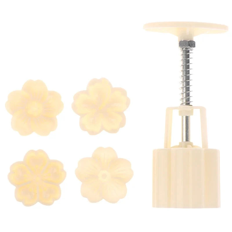 Cherry Blossom Mooncake Mold DIY Hand Press Pastry Tool Mooncake Baking Mold Qme ONE SIZE