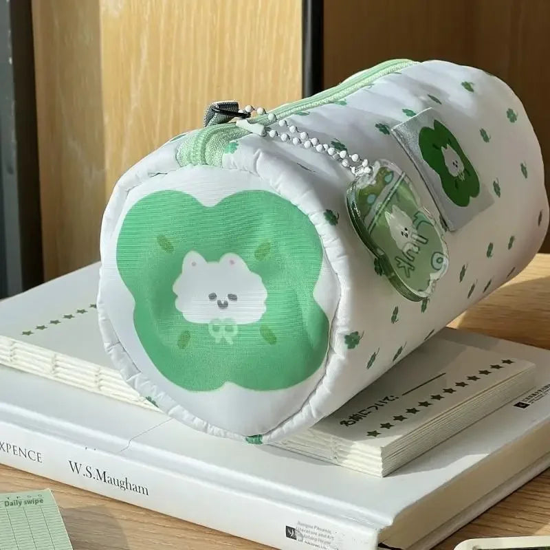 Cute Four-Leaf Clover Kitten Pencil Organizer | Desk Accessory Desk Pencil Organizer Qme
