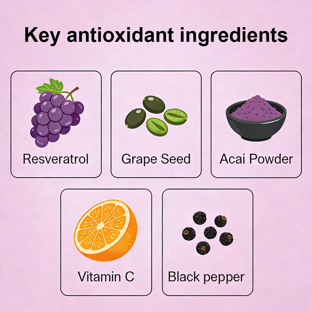 Resveratrol Capsules with Grape Seed Extract – Non-GMO Antioxidant Antioxidant Supplement Qst