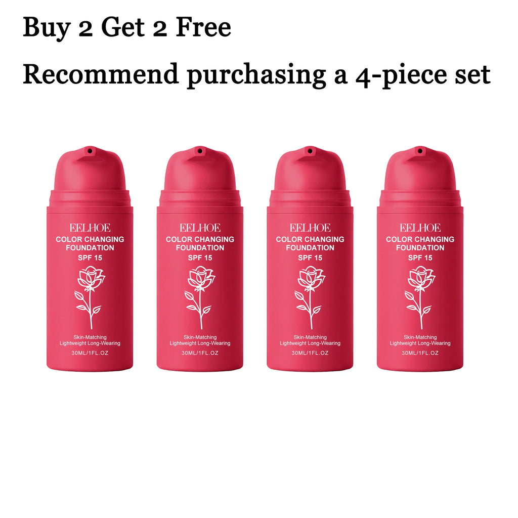 Eelhoe Color-Changing Foundation SPF15 – Lightweight 30ml Cream Face Foundation Cream Qst 4 pcs