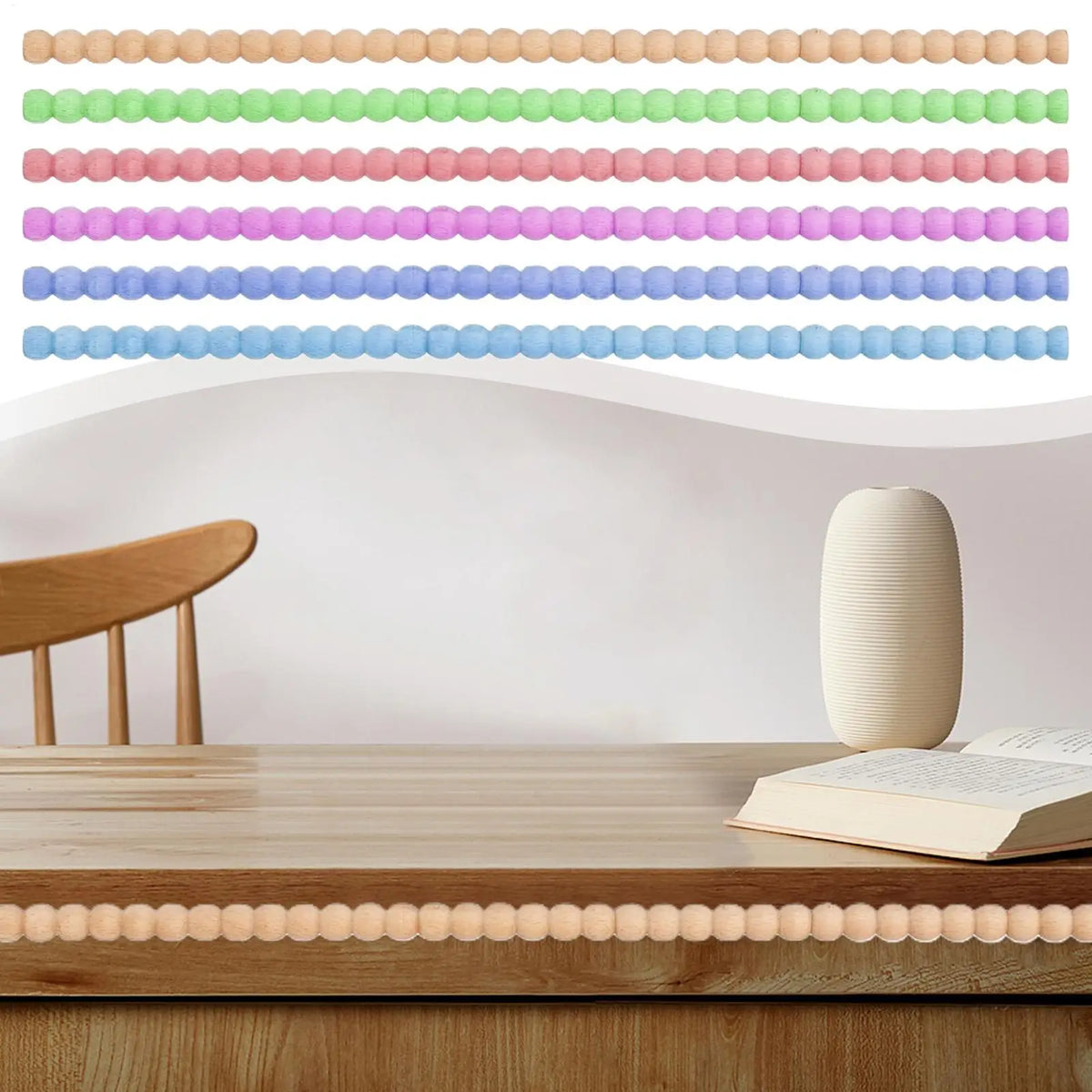 Unfinished Beech Half Bead Wood Trim Molding Strips – 10 Pcs Wood Trim Molding Qme