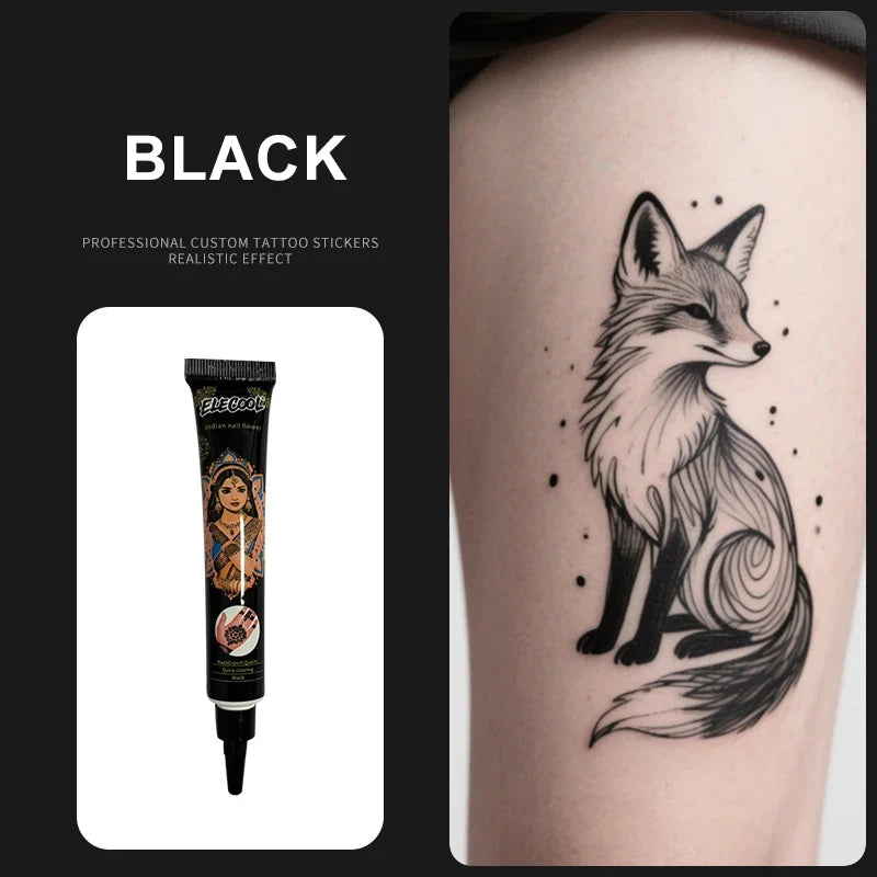 Temporary Tattoo Cream Paste – Brown, Black & Red | 3 Colors Temporary Tattoo Paste Qme Black