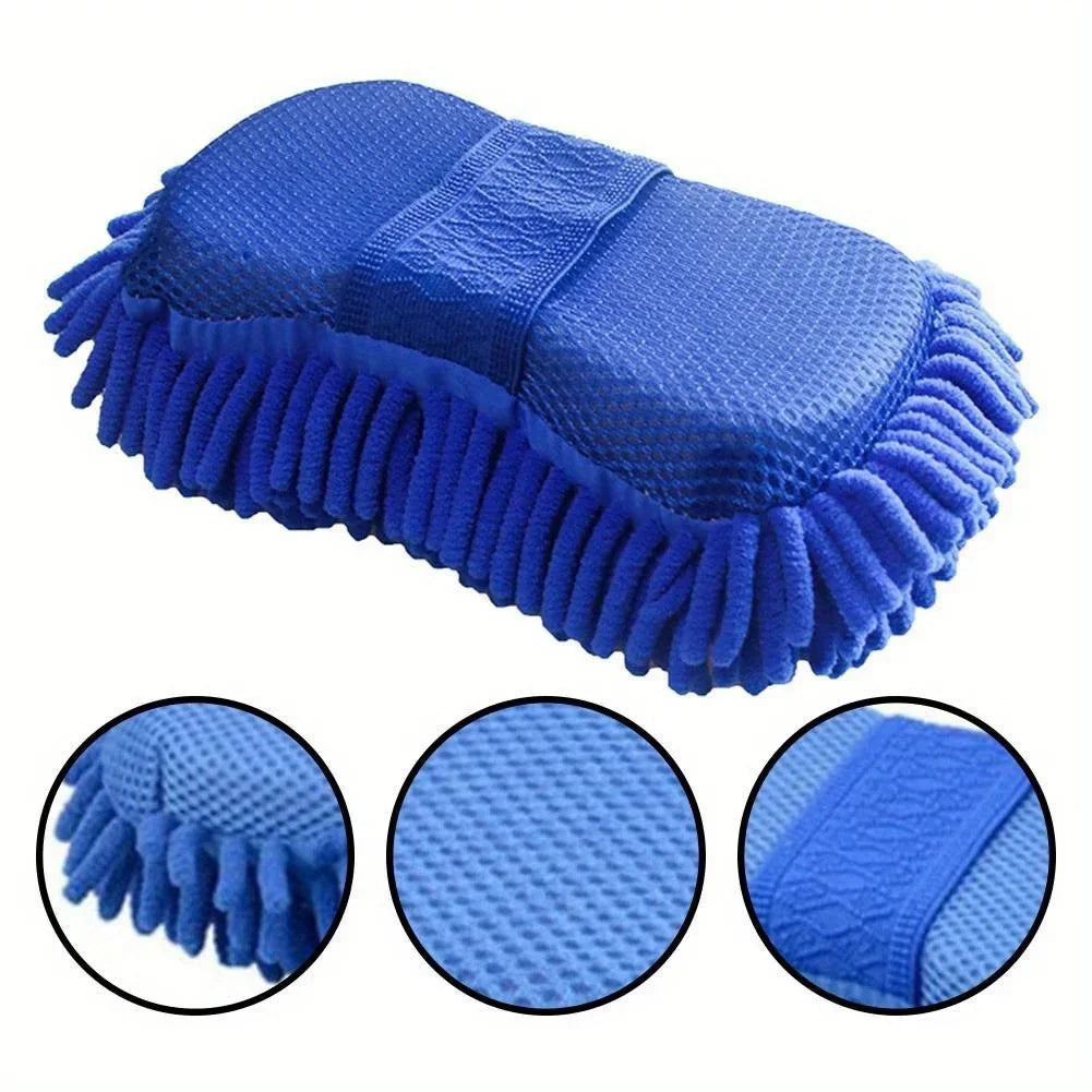 Blue Microfiber Chenille Car Wash Sponge Pad | Auto Detailing Car Wash Sponge Pad Qme