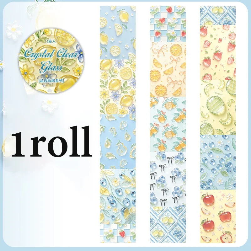 Transparent Glass Pattern Washi Tape for Journals & Crafts Decorative Washi Tape Qme A