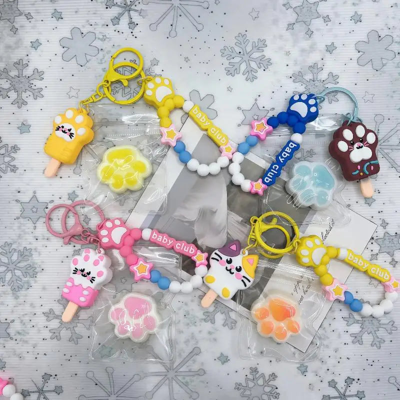 Cat Claw Squeeze Toy Mini Keychain – Transparent PVC, 15 Colors Novelty Keychain Toy Qme