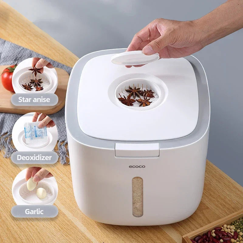 Nano Bucket Rice Storage Container Flip Lid Food Bin Rice Storage Container Qme