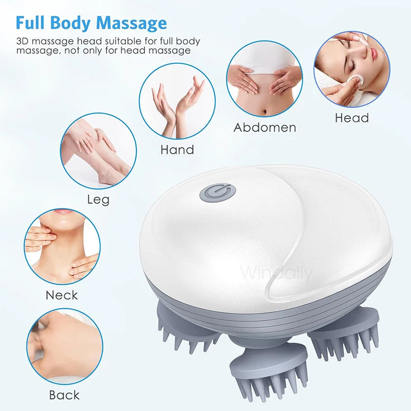 Electric Scalp Head Massager – 5 Modes, IPX6, USB Rechargeable Electric Head Massager Qst