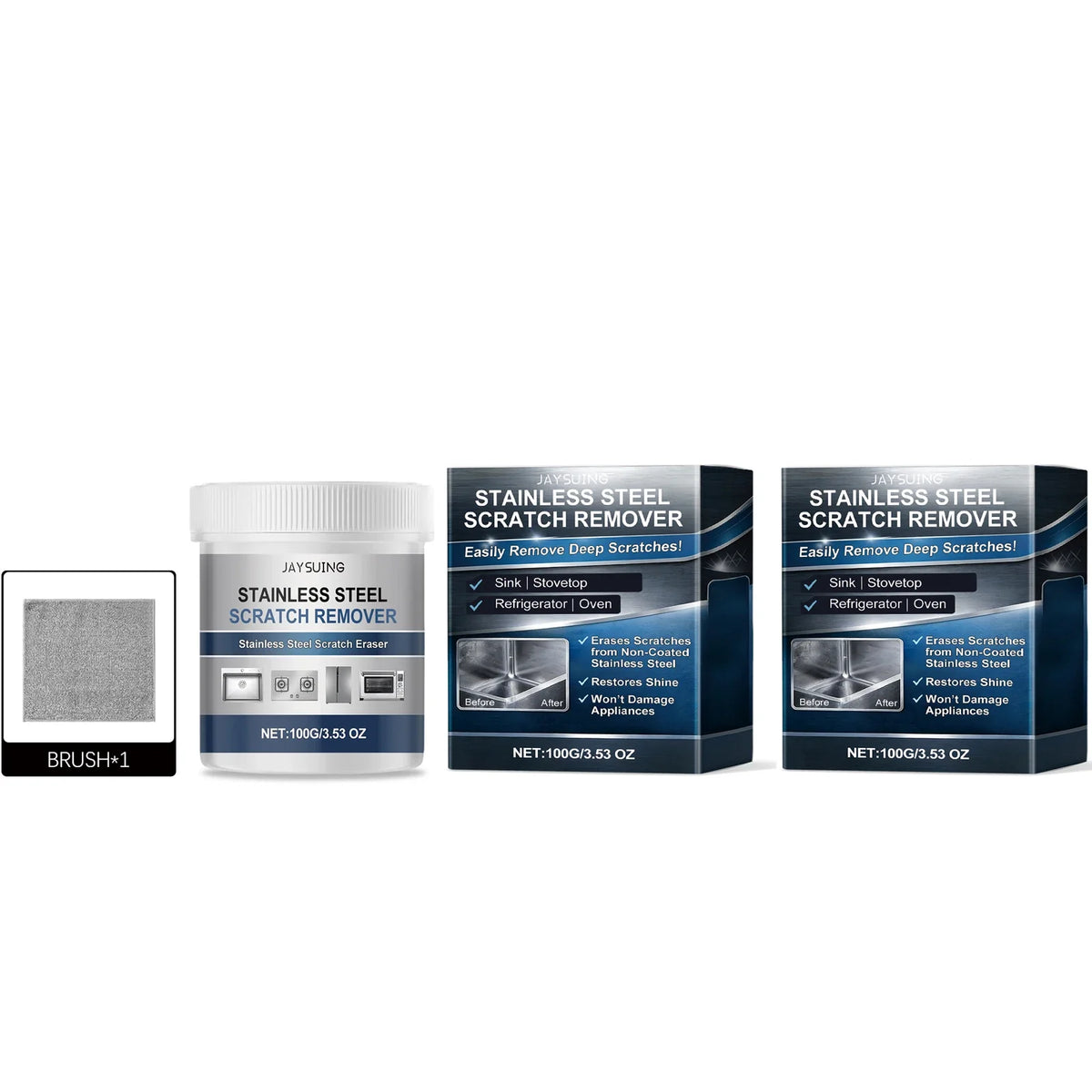 Stainless Steel Scratch Repair & Polish Restoration Cream Steel Polish Cream Qme 2 x 100g Boxed