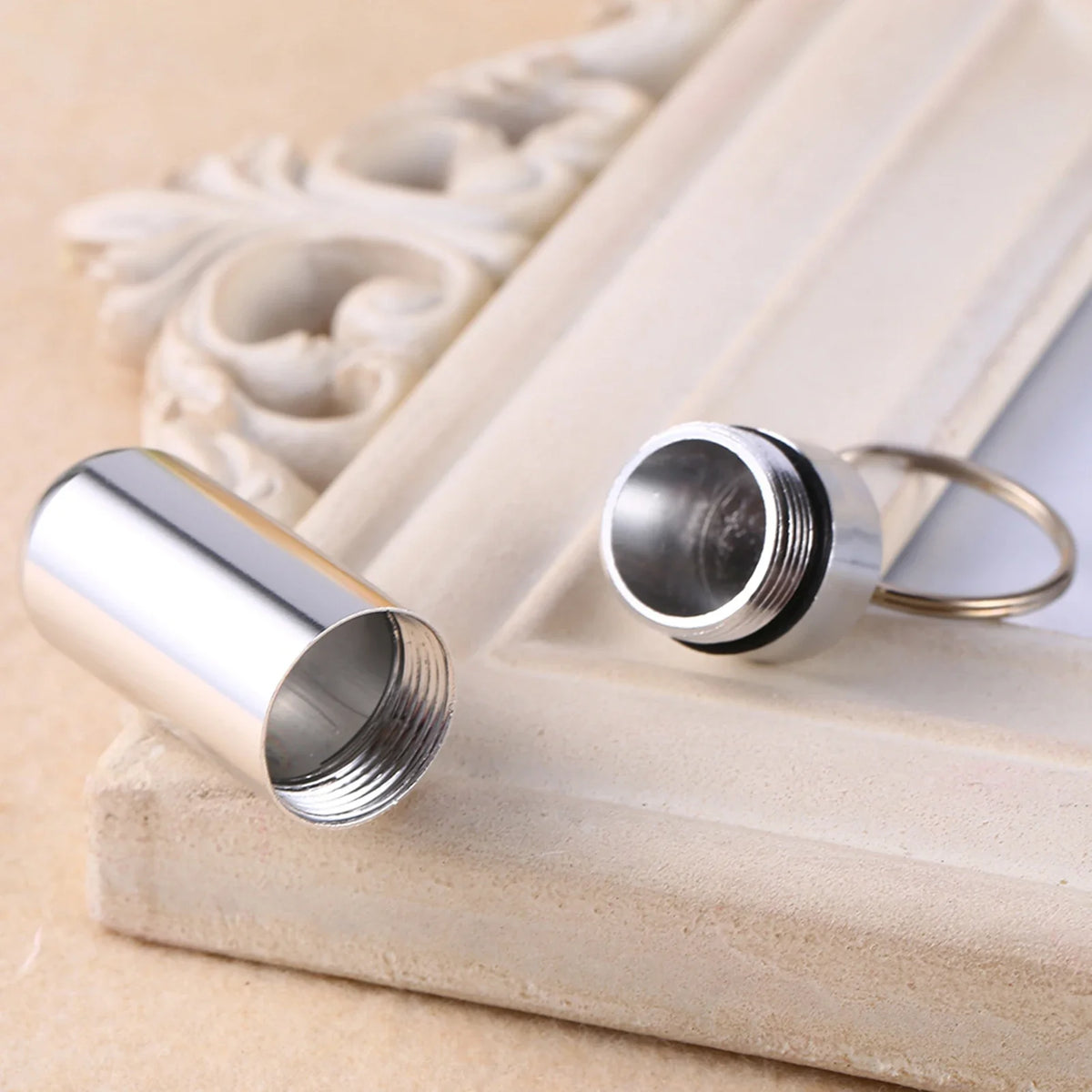 Waterproof Mini Keychain Pill Box | Stainless Steel Travel Case Keychain Pill Case Qme
