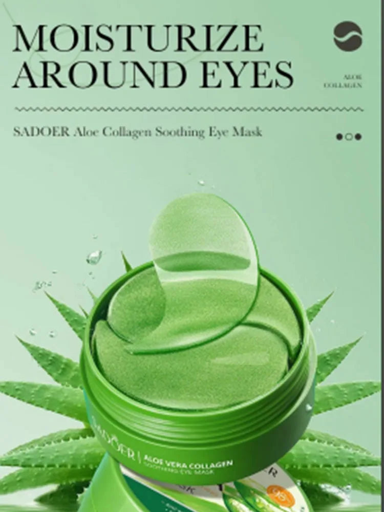 REAROYA 60pc Aloe Vera Collagen Eye Patches – Moisturizing Mask Eye Mask Patches Qst