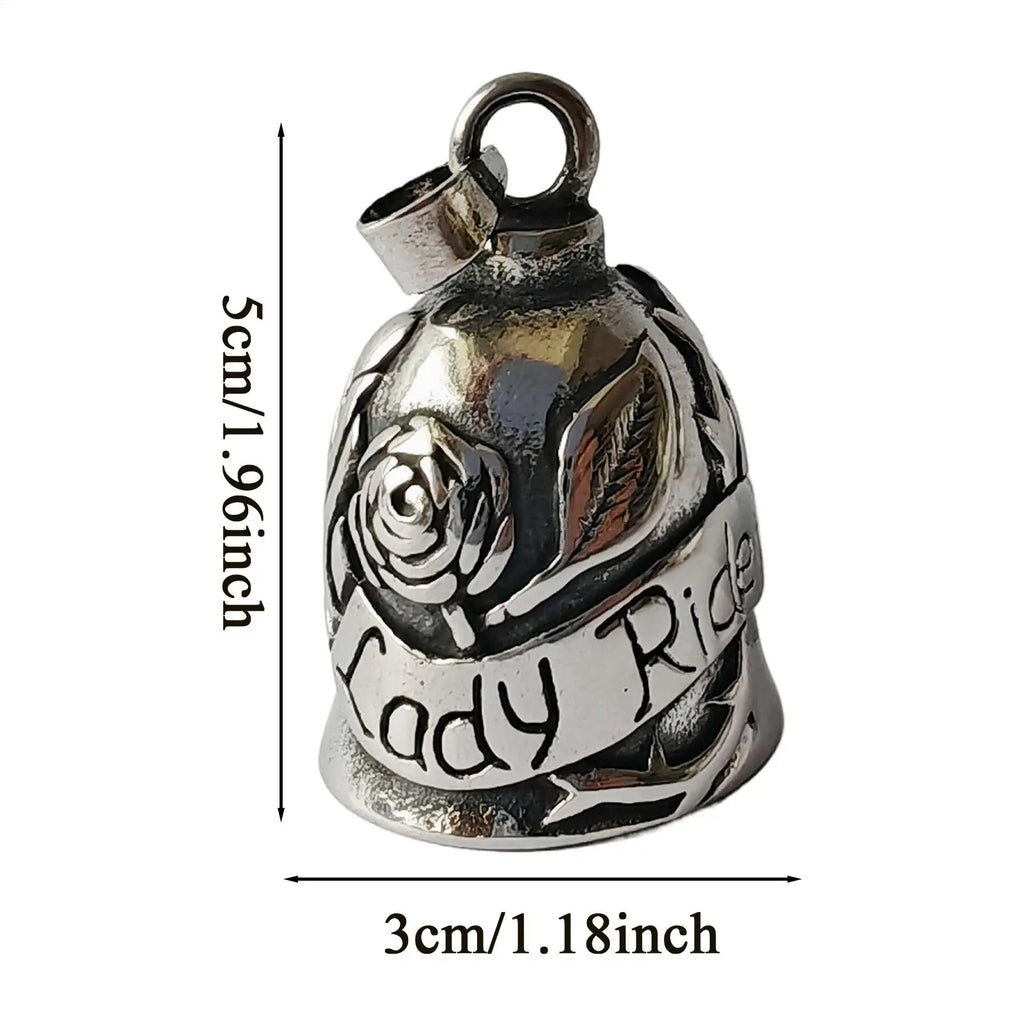 Motorcycle Angel Bell Rose Design Charm | Stainless Steel Motorcycle Bell Charm Qme