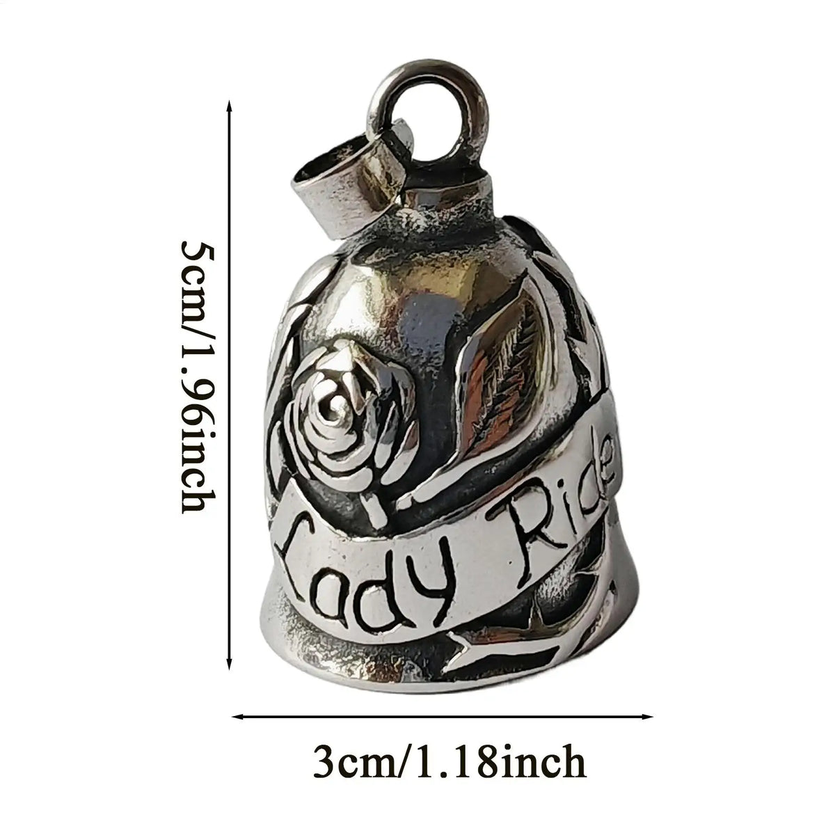 Motorcycle Angel Bell Rose Design Charm | Stainless Steel Motorcycle Bell Charm Qme