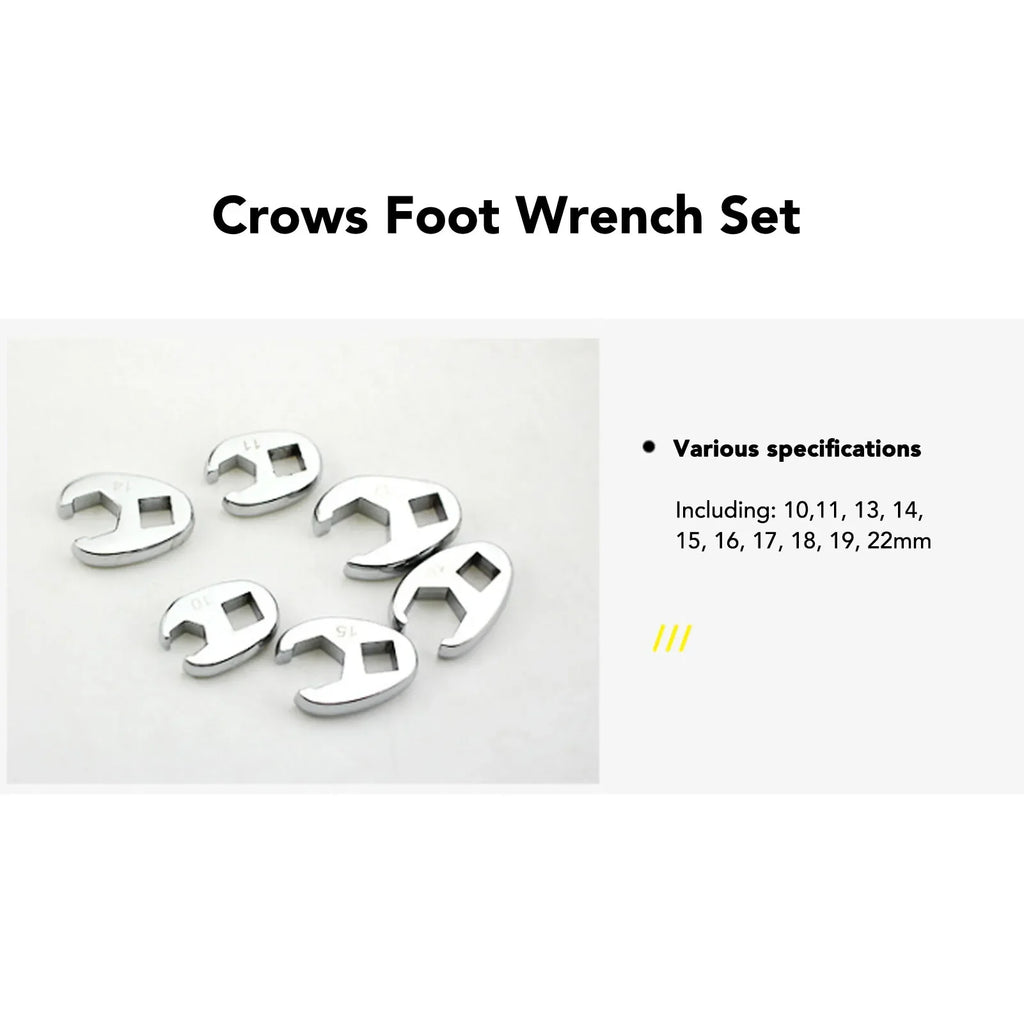 10pc Crow's Foot Wrench Set | 3/8" Drive | 10–22mm Chrome Crow's Foot Wrench Set Qme