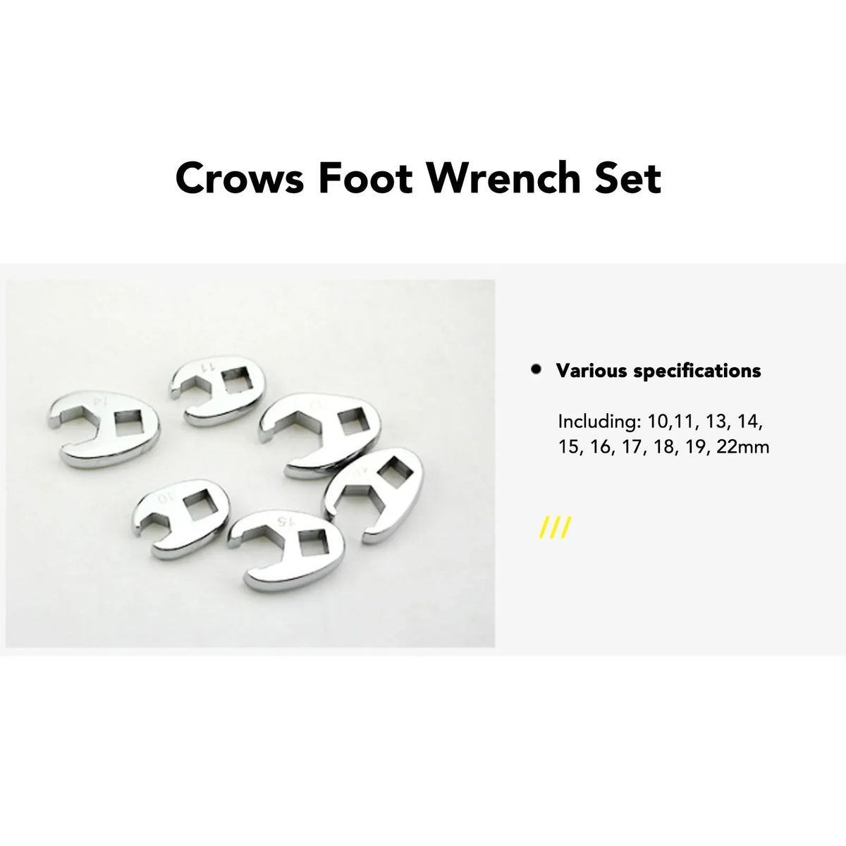 10pc Crow's Foot Wrench Set | 3/8" Drive | 10–22mm Chrome Crow's Foot Wrench Set Qme
