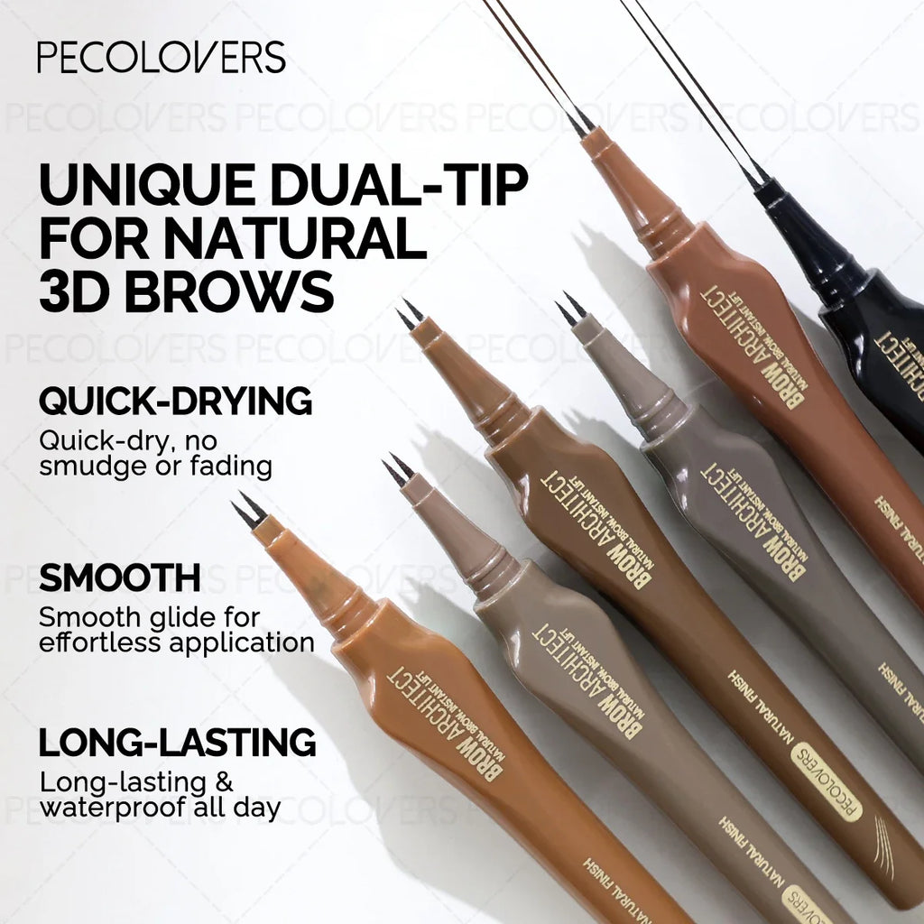 Qme Waterproof Dual-Prong Eyebrow Pen | 3D Hair-Like Strokes Eyebrow Pen Qme
