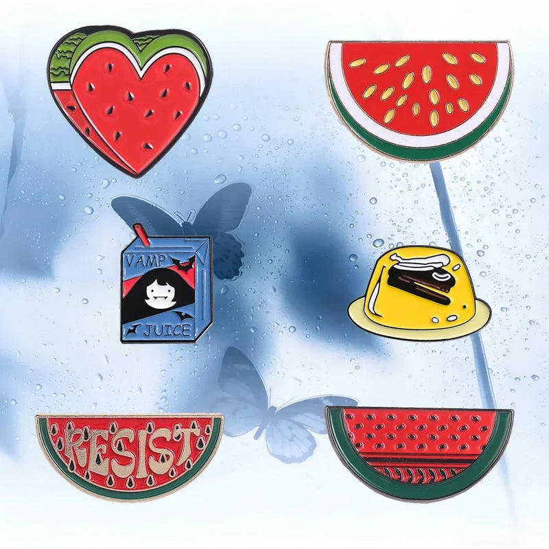 Watermelon Enamel Brooch – Cartoon Fruit Lapel Pin Enamel Lapel Pin Qme