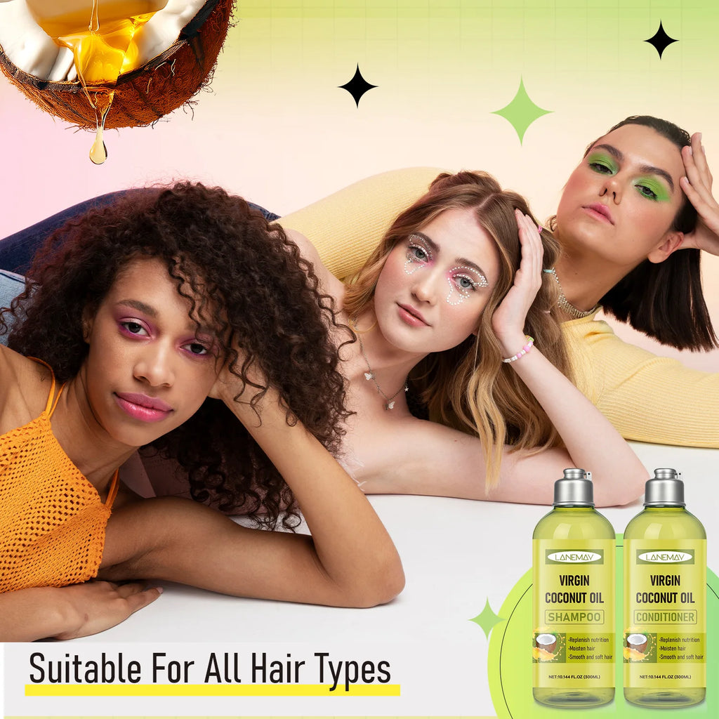 Lanemay Virgin Coconut Oil Shampoo & Conditioner Set Shampoo & Conditioner Set Qst