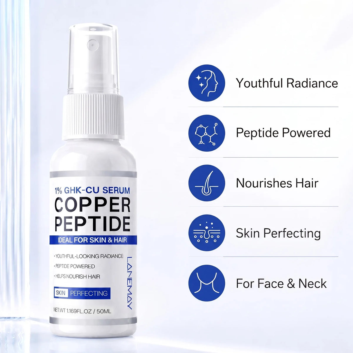 1% GHK-Cu Copper Peptide Serum Mist – Skin & Hair Peptide Serum Mist Qst