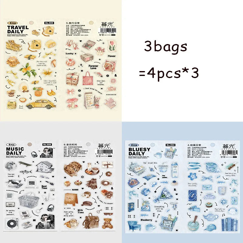 Afternoon Tea Dessert Flat Stickers – Notebook & Journal Decor Decorative Stickers Qme 3 bags-B