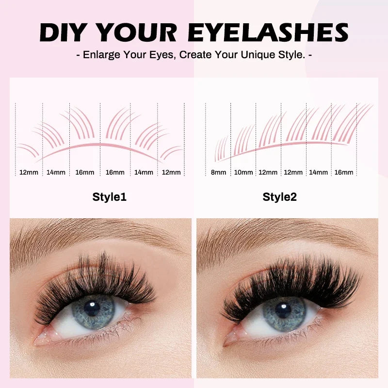 NATUHANA DIY Cluster Eyelashes – Individual Volume Lash Extensions Cluster Eyelashes Qme