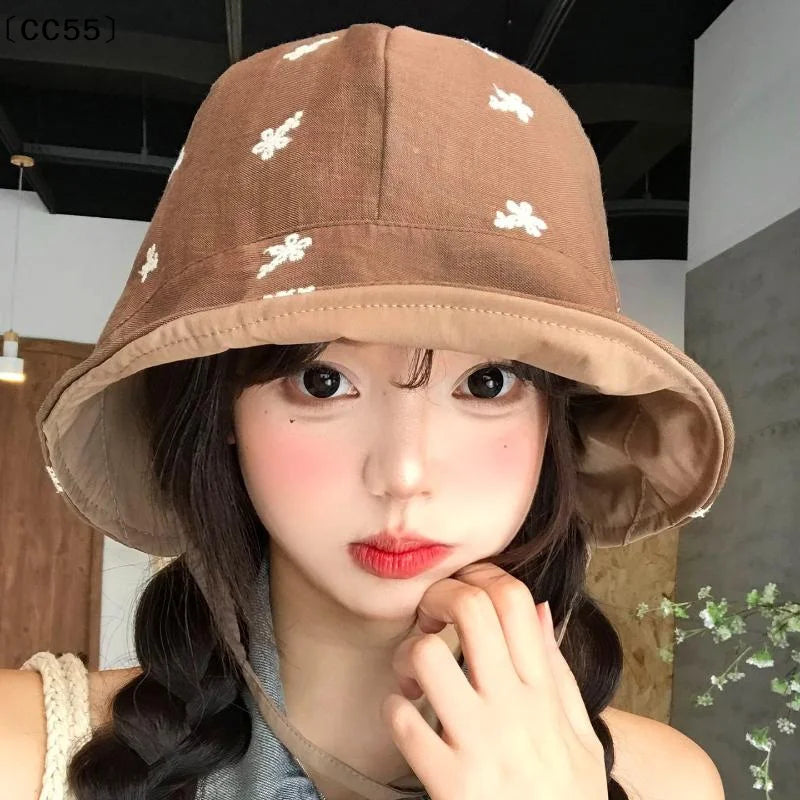 Double-Sided Reversible Bucket Hat – Cotton Linen Wide Brim Reversible Bucket Hat Qst