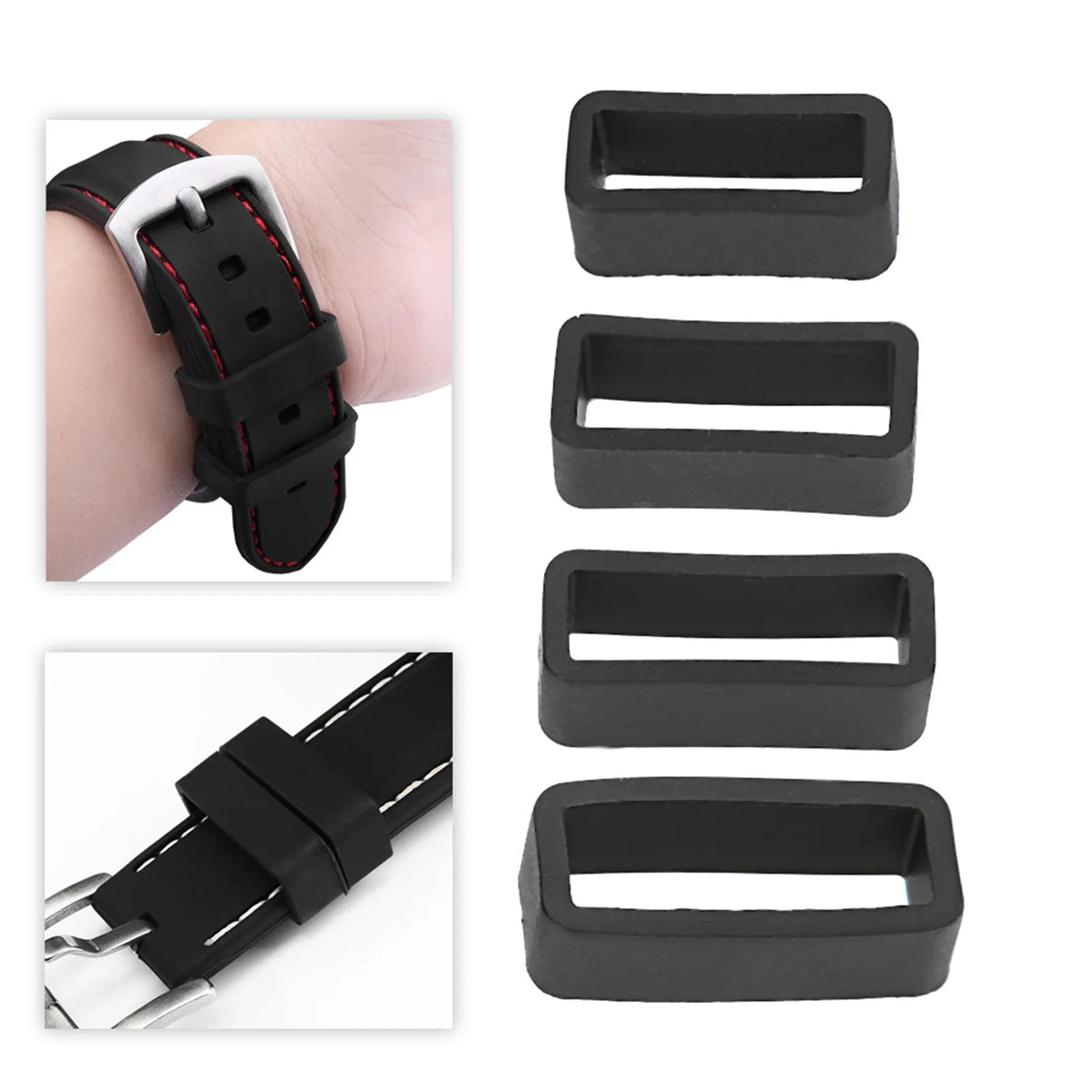 Silicone Watch Strap Safety Buckles – 4 Pack Replacement Watch Strap Buckle Qme